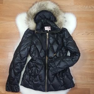 Juicy Couture Down Quilted Faux Fur Jacket Small